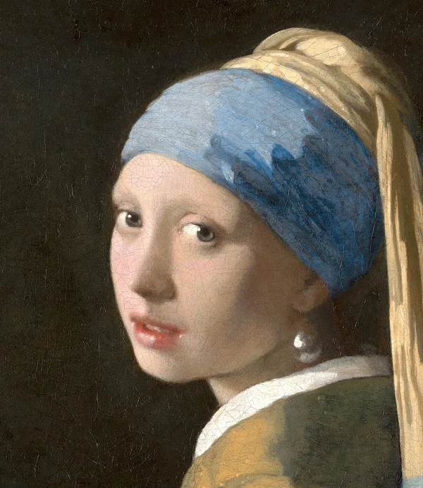 Girl with a Pearl Earring cropped as a passport-style photo