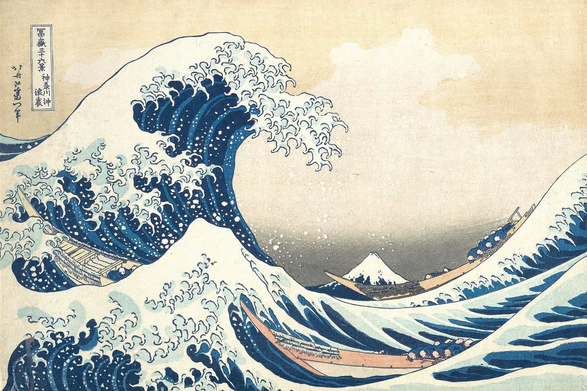The Great Wave off Kanagawa as pixel art, before