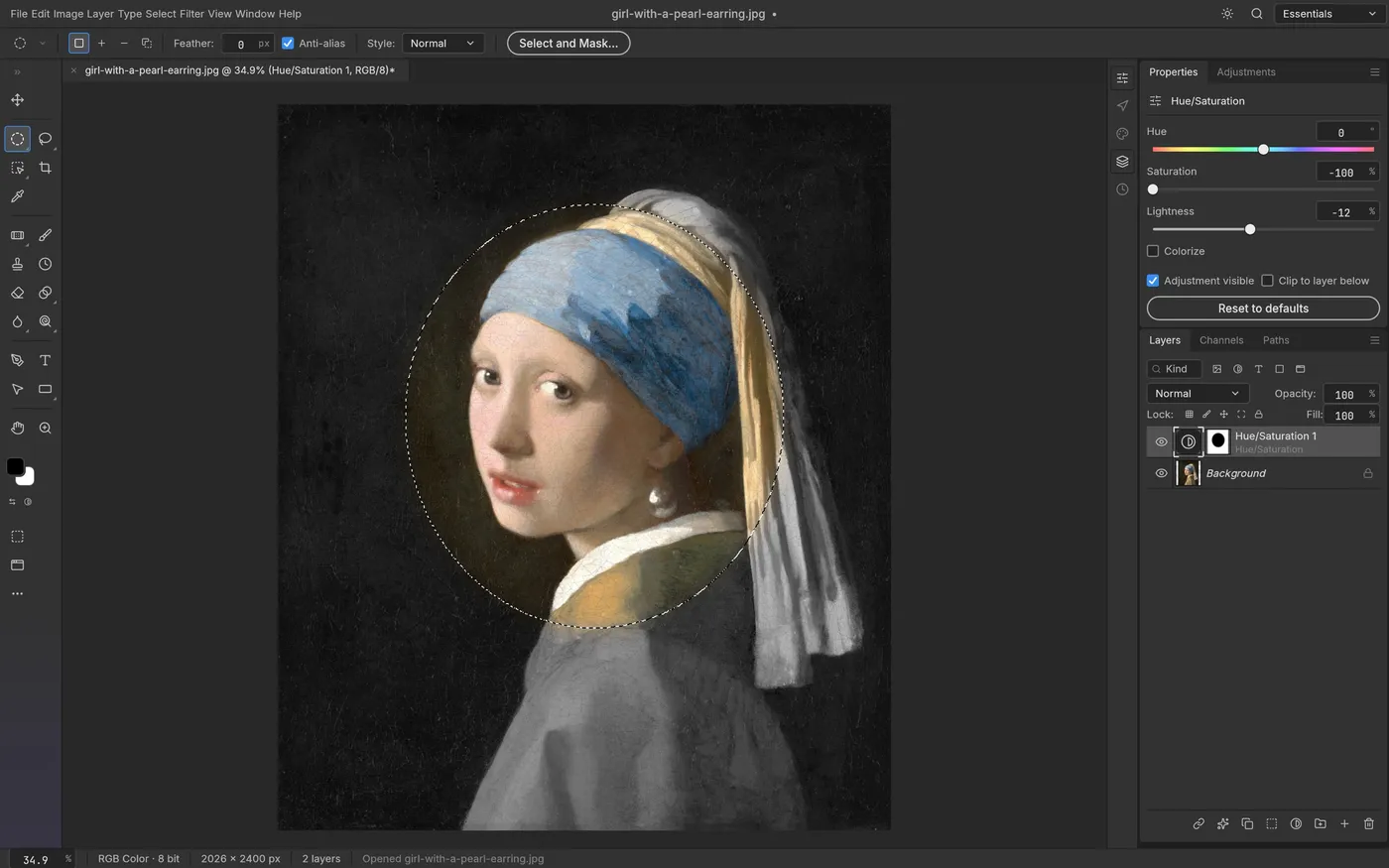 A Crafting App masking Vermeer's Girl with a Pearl Earring